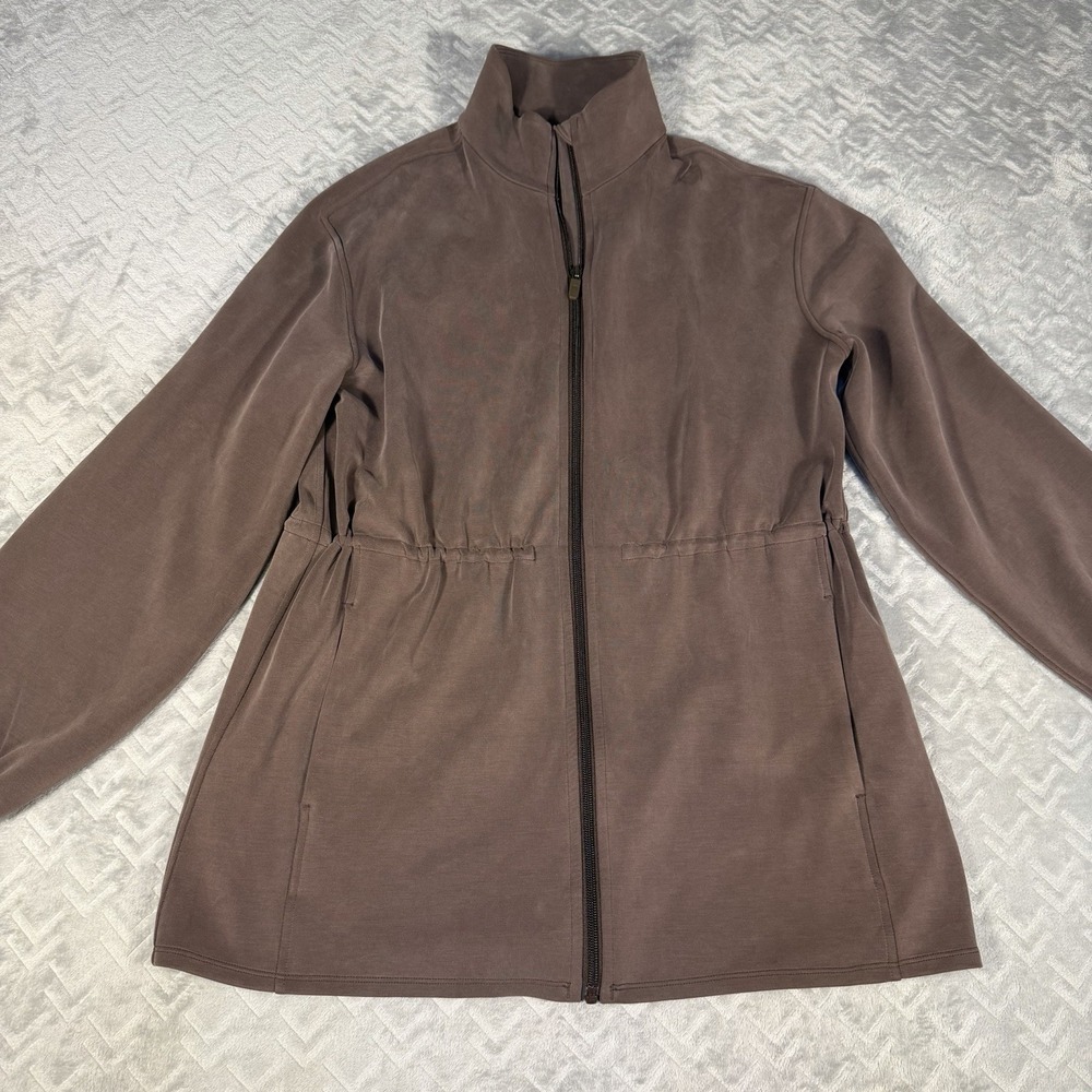 Lululemon Espresso Softstreme Cinch Waist Full Zip Funnel Neck Jacket Large